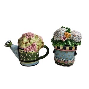 Sakura Spring Bouquet Figural Creamer Sugar Bowl Debbie Mumm Floral Flowers